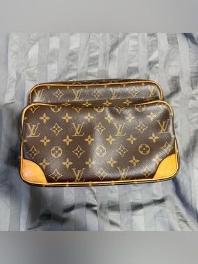 Louis Vuitton Brown Monogram Canvas Double Zip Toiletry Pouch with Tan Trim